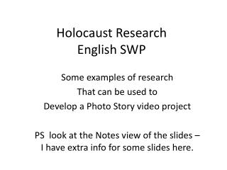 Holocaust Research English SWP