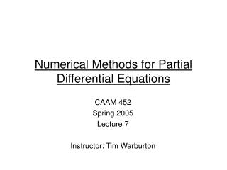 Numerical Methods for Partial Differential Equations