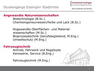 Studiengänge Esslingen Stadtmitte