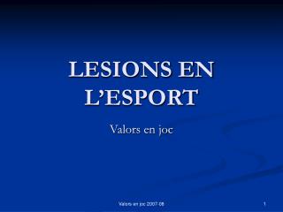 LESIONS EN L’ESPORT