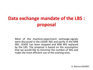 Data exchange mandate of the LBS : proposal