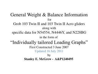 General Weight &amp; Balance Information for Grob 103 Twin II and 103 Twin II Acro gliders along with
