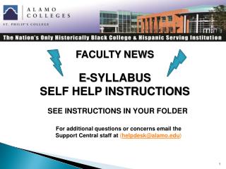 FACULTY NEWS E-SYLLABUS SELF HELP INSTRUCTIONS