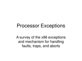 Processor Exceptions