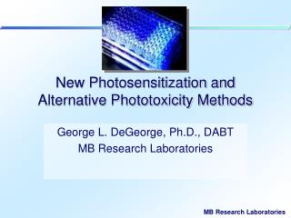 New Photosensitization and Alternative Phototoxicity Methods