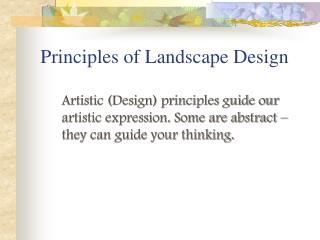 Principles of Landscape Design