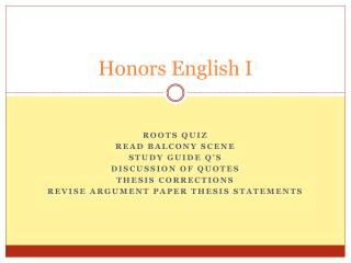 Honors English I