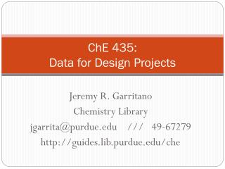 ChE 435: Data for Design Projects