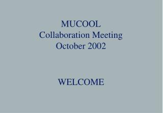 MUCOOL Collaboration Meeting October 2002