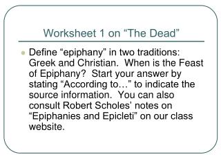 Worksheet 1 on “The Dead”