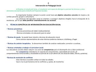 8 Intervención en Pedagogía Social