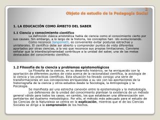 2 Objeto de estudio de la Pedagogía Social