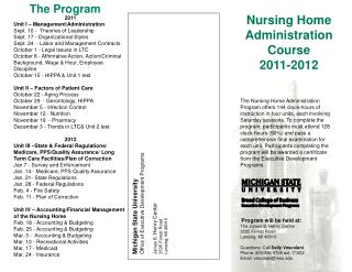 Nursing Home Administration Course 2011-2012