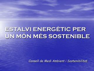 ESTALVI ENERGÈTIC PER UN MÓN MÉS SOSTENIBLE
