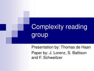 Complexity reading group
