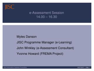 e-Assessment Session 14.00 – 16.30