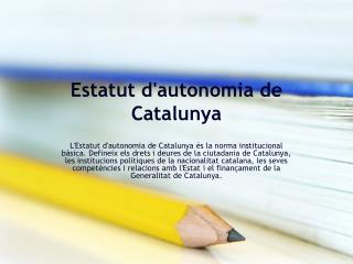 Estatut d'autonomia de Catalunya