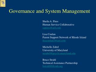 Governance and System Management