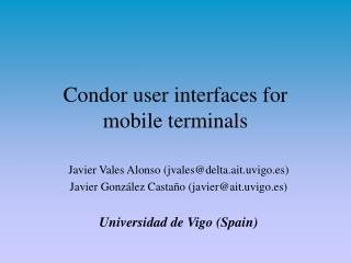 Condor user interfaces for mobile terminals