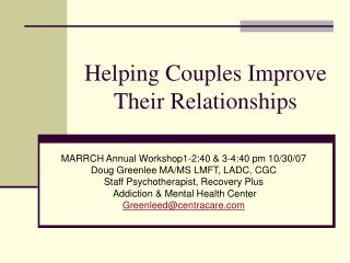 Helping Couples Improve Their Relationships