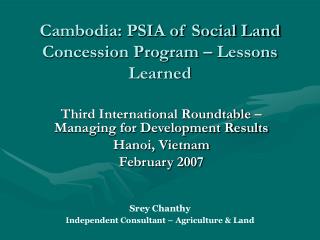 Cambodia: PSIA of Social Land Concession Program – Lessons Learned