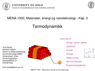 MENA 1000; Materialer, energi og nanoteknologi - Kap. 3 Termodynamikk