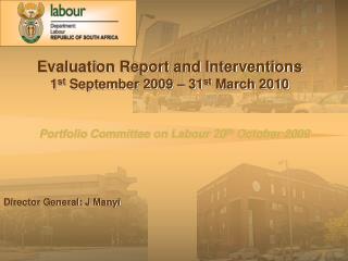 Portfolio Committee on Labour 20 th October 2009