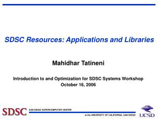 SDSC Resources: Applications and Libraries