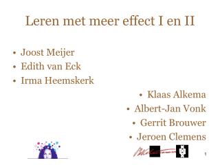 Leren met meer effect I en II