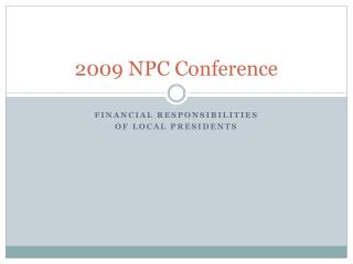 2009 NPC Conference