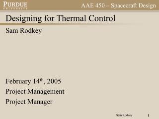 Designing for Thermal Control