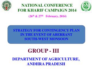 NATIONAL CONFERENCE FOR KHARIF CAMPAIGN 2014