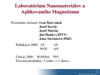 Laboratórium Nano materiálov a Aplikovaného Magnetizmu