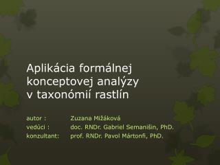 Aplikácia formálnej konceptovej analýzy v taxonómií rastlín