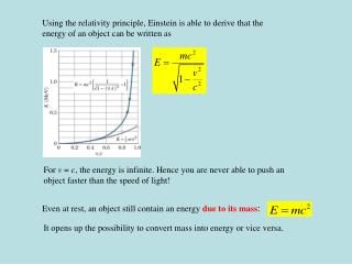 Even at rest, an object still contain an energy due to its mass :