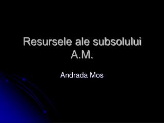 Resursele ale subsolului A.M.