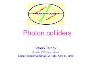 Valery Telnov Budker INP, Novosibirsk Lepton collider workshop, MIT, US, April 10, 2013