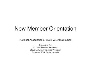 New Member Orientation