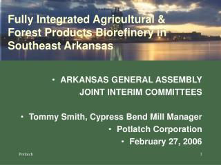 Fully Integrated Agricultural & Forest Products Biorefinery in Southeast Arkansas
