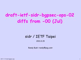 draft-ietf-sidr-bgpsec-ops-02 diffs from -00 (Jul)