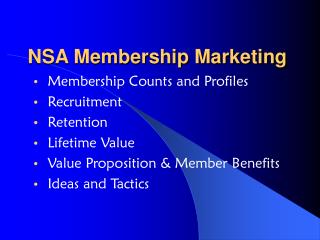 NSA Membership Marketing