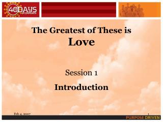 The Greatest of These is Love Session 1 Introduction