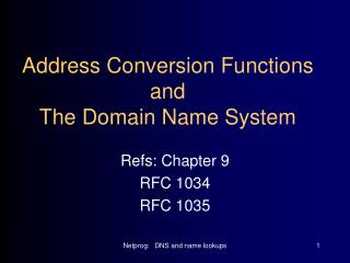 Address Conversion Functions and The Domain Name System