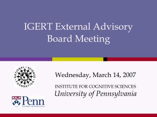 IGERT External Advisory Board Meeting