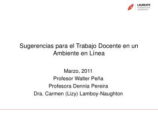 Sugerencias para el Trabajo Docente en un Ambiente en Línea