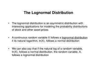 The Lognormal Distribution