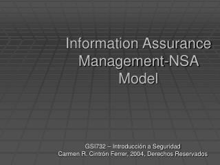 Information Assurance Management-NSA Model