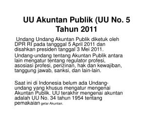 UU Akuntan Publik (UU No. 5 Tahun 2011