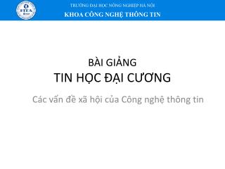 BÀI GIẢNG TIN HỌC ĐẠI CƯƠNG