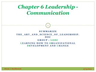 Chapter 6 Leadership - Communication